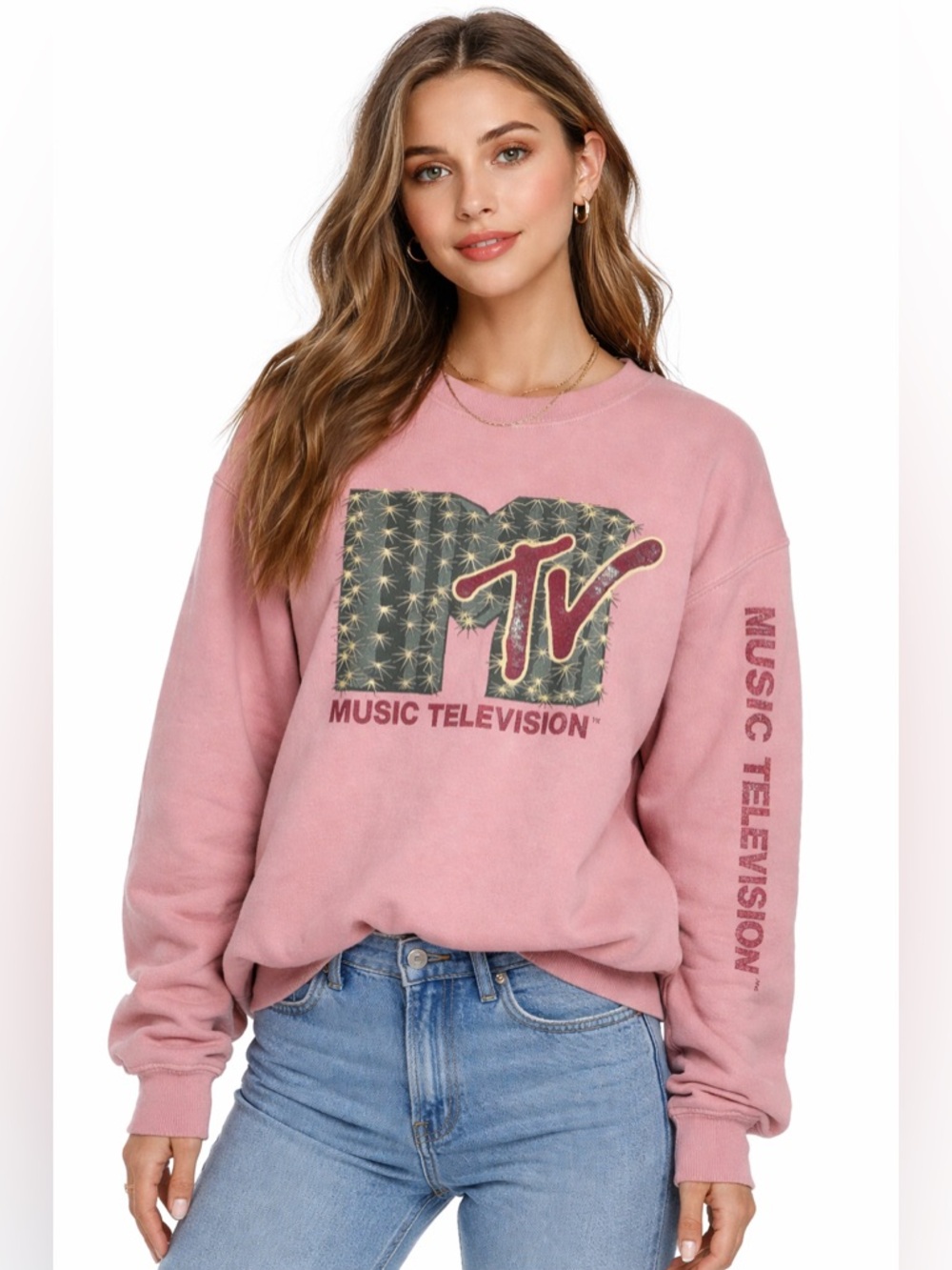 MTV Graphic Sweatshirt Pink Crewneck Medium Retro Logo